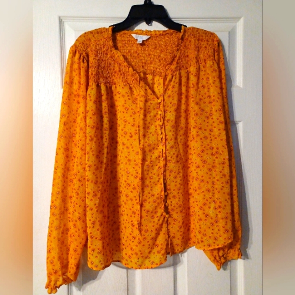 Orange peasant top size XL